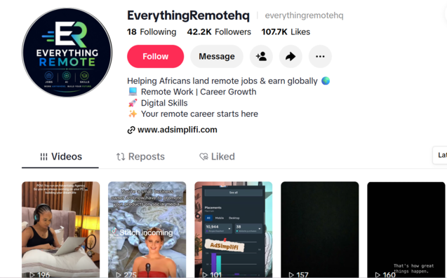 Everything Remote HQ TikTok Account