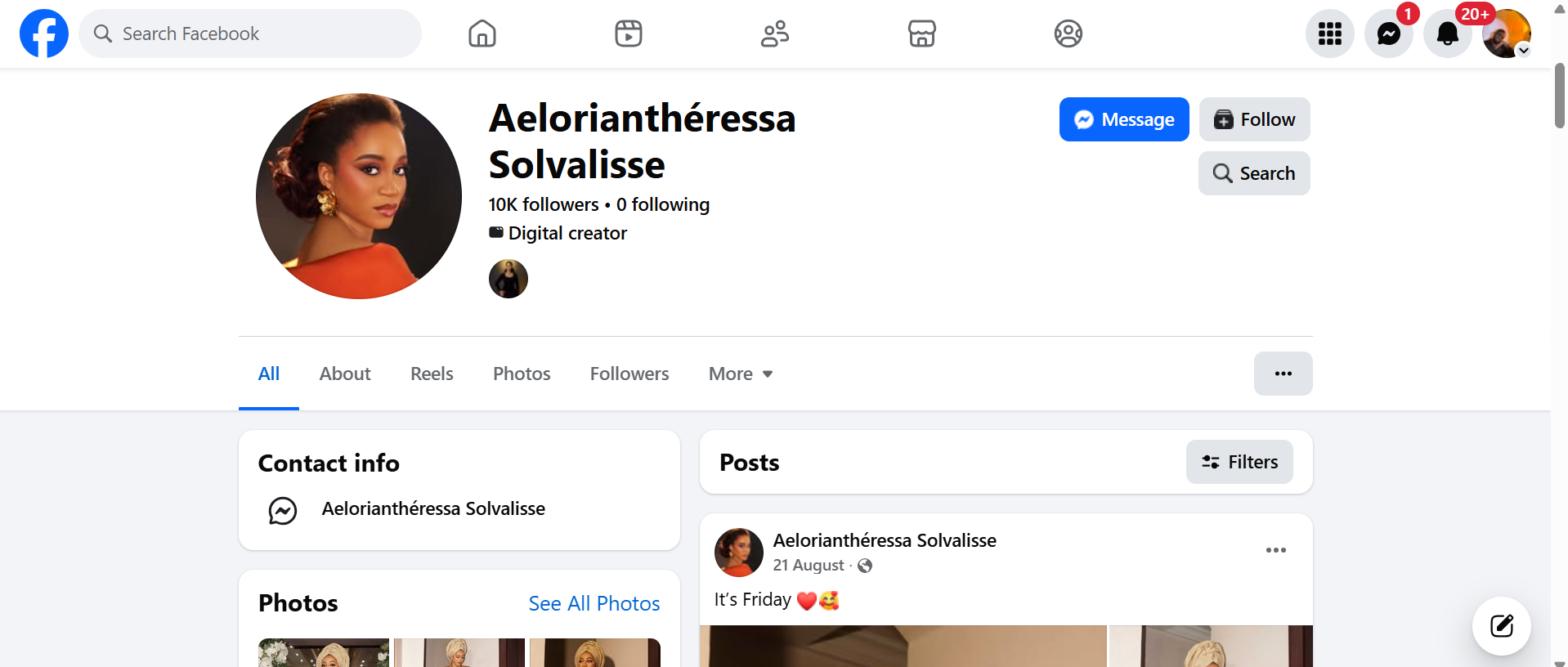 Aelorianthéressa Solvalisse Facebook Page