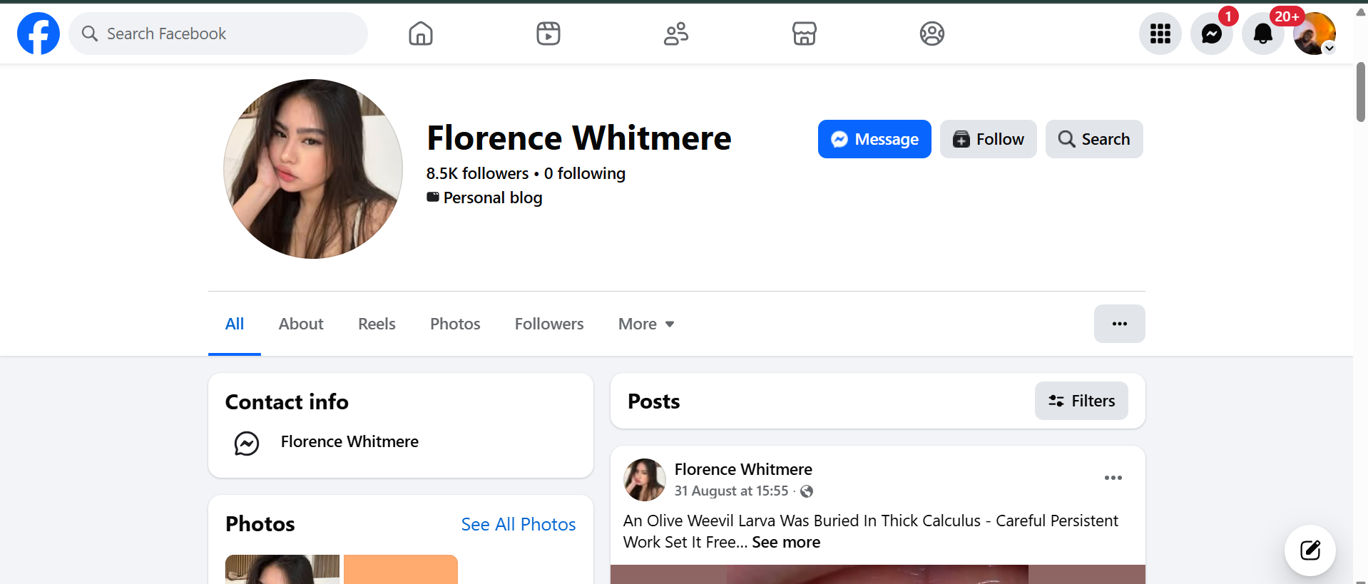 Florence Whitmere Facebook Page